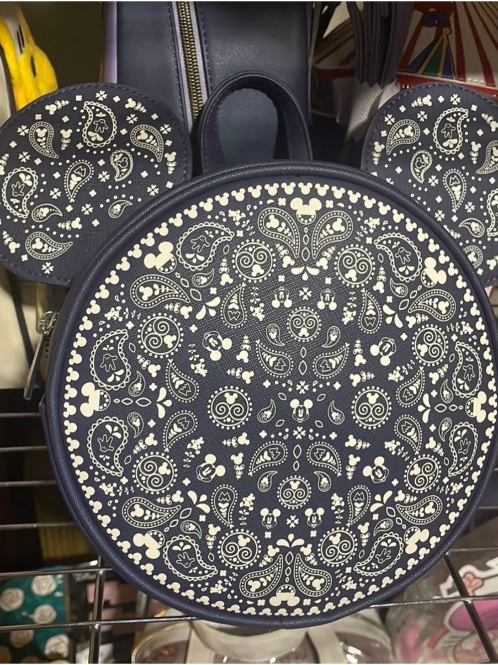 Lounge fly Mickey Head  Navy Bandana Crossbody Bag -